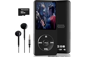 AIGITAL 32GB Bluetooth MP3 Player, Digital Music Player Running,HiFi Sound, HD Speaker, FM Radio, E-Book, Video, Voice Recorder, Mini Design,1.8 Inch Color Display, Support up to 128GB Card-Earphone Included