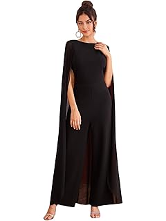 round neck high waist chiffon overlay black jumpsuit