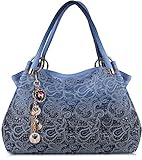 Tinksky Classic Fashion Tote Handbag Leather Shoulder Bag Perfect Large Tote Ls1193 (blue)