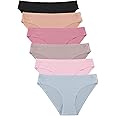 FINETOO 6 Pack Women’s Seamless Hipster Underwear No Show Panties Invisibles Briefs Soft Stretch Bikini Underwears XS-XL