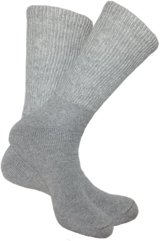 Mens Big and Tall Crew Socks Size 1315 Loose Top Cotton (6pairs
