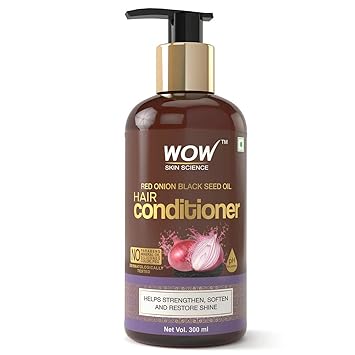 WOW Skin Science Red Onion Black Seed Oil Hair Conditioner with Red Onion Seed Oil Extract, Black Seed Oil & Hydrolyzed Wheat Protein - No Parabens, Mineral Oil, Silicones, Color & Peg, 300 ml