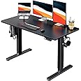 HUANUO Electric Standing Desk, 48" x 24" Whole Piece Desktop, Adjustable Height Computer Desk, 4 Height Memory Settings, Sit Stand Up Desk for Home Office, Black