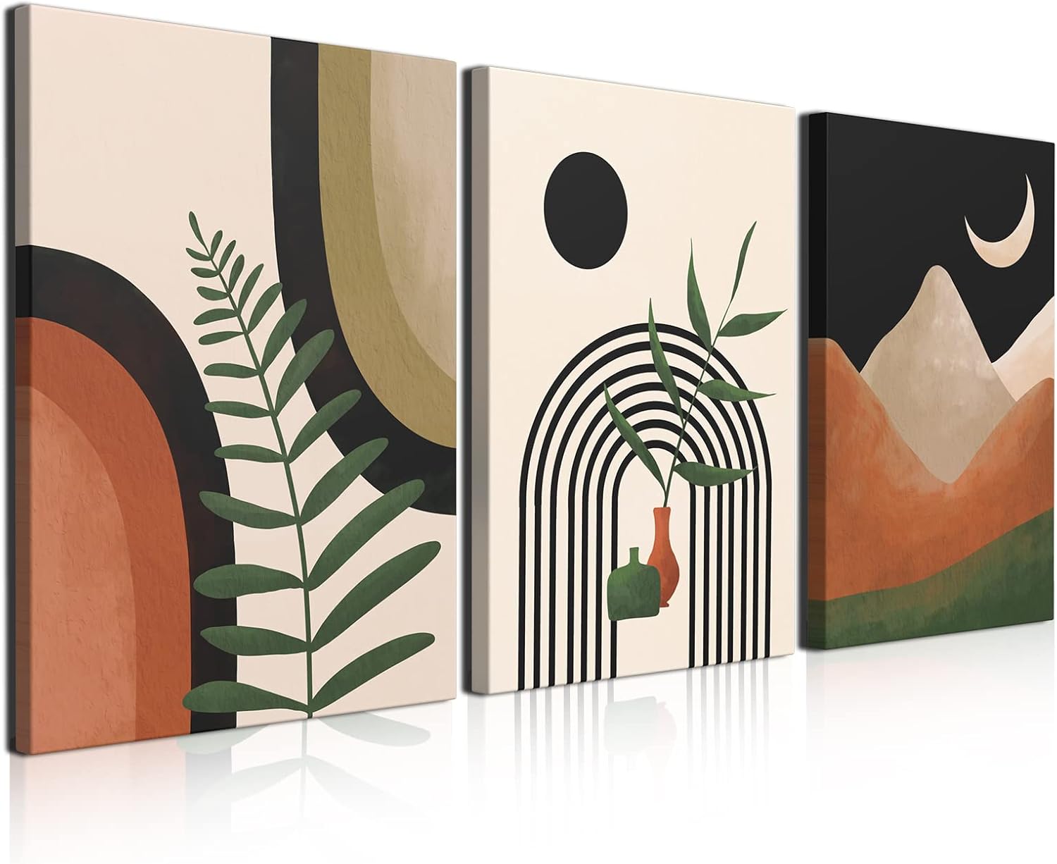 Wall Décor - Gisipameis Framed Boho Wall Art Set of 3, Mid Century Modern Decor 12