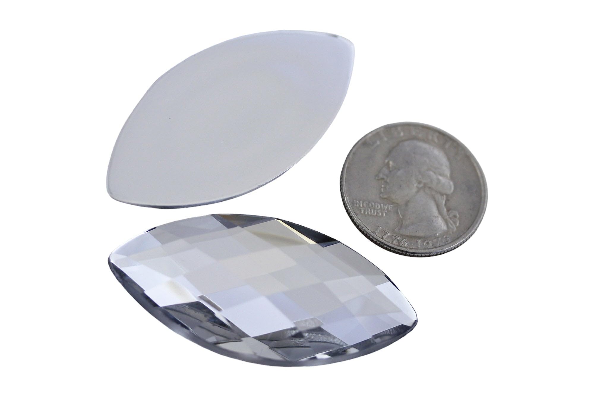 Allstarco 50x25mm Crystal Clear H102 Large Flat Back Navette Acrylic Rhinestones Large Cosplay Gems Marquise Embelishments DIY Crafts - 2 Pieces