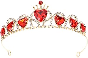 OSALADI Crystal Crown Wedding Crown Queen Tiara Red Heart Bridal Tiara Vintage Headband Princess Crown for Women Costume Part