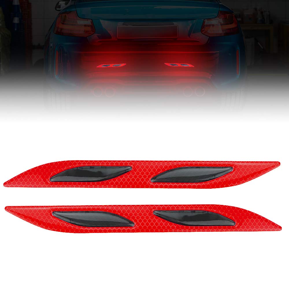 3D Reflective Tape Stickers,Carbon Fiber High Visibilty,2 X Car Tail Safety Decal,Waterproof Perfect for Night Drive,Dirt Bike, Motorbike,Buggy and Strollers, Helmet, Car, bumper or Motorcycle (Red)