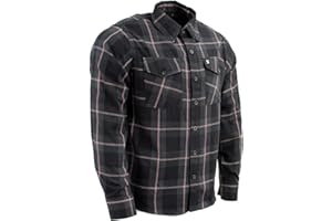 Milwaukee Leather MNG11647 Men's Black with Grey and Red Long Sleeve Cotton Flannel Shirt