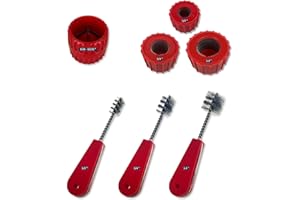 KWALITISTAR Copper Pipe Cleaner Set [7PC_3-Size] 3 Pipe Cleaning Brushes 3 Fitting Cleaners and 1 Reamer, Clean 1/2, 3/4, 1.0-Inch Pipes & Fittings for Soldering
