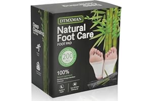 DtMxMan 200 Packs Bamboo Foot Pads, Natural Cleansing, Promoting Sleeping, Suitable for Daily Relaxation Foot Paches | Included 200 Adhesive Sheets and 200 Foot Pads