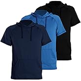 Gary Com Men's Short Sleeve Hoodie T-Shirt Pullover Workout Sweatshirt with Pocket