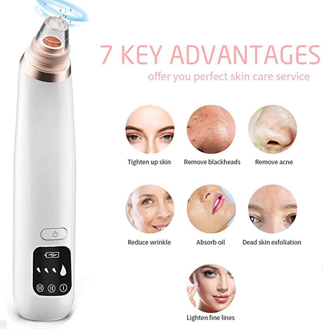 X-CHENG Blackhead Remover Vacuum - 2020 Upgraded Blackhead Suction Tool with Hot Compress - USB Rechargeable Pore Vacuum-Facial Pore Cleanser Suction Tool with LED Display-Suction Force for All Skin.: Beauty