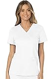 CherokeeScrubs for Women Mock Wrap Top with 3 Pocket, Back Princess Seams WW610