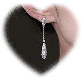 W WEILIRIAN Boho Crystal Drop Earrings Long Rhinestone Dangle Earrings Gold Cz Earrings Sparkly Wedding Earrings Jewelry for Women