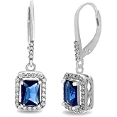 925 Sterling Silver Cubic Zirconia Dangle Earrings for Women, Rhodium Plated, Clear Stones