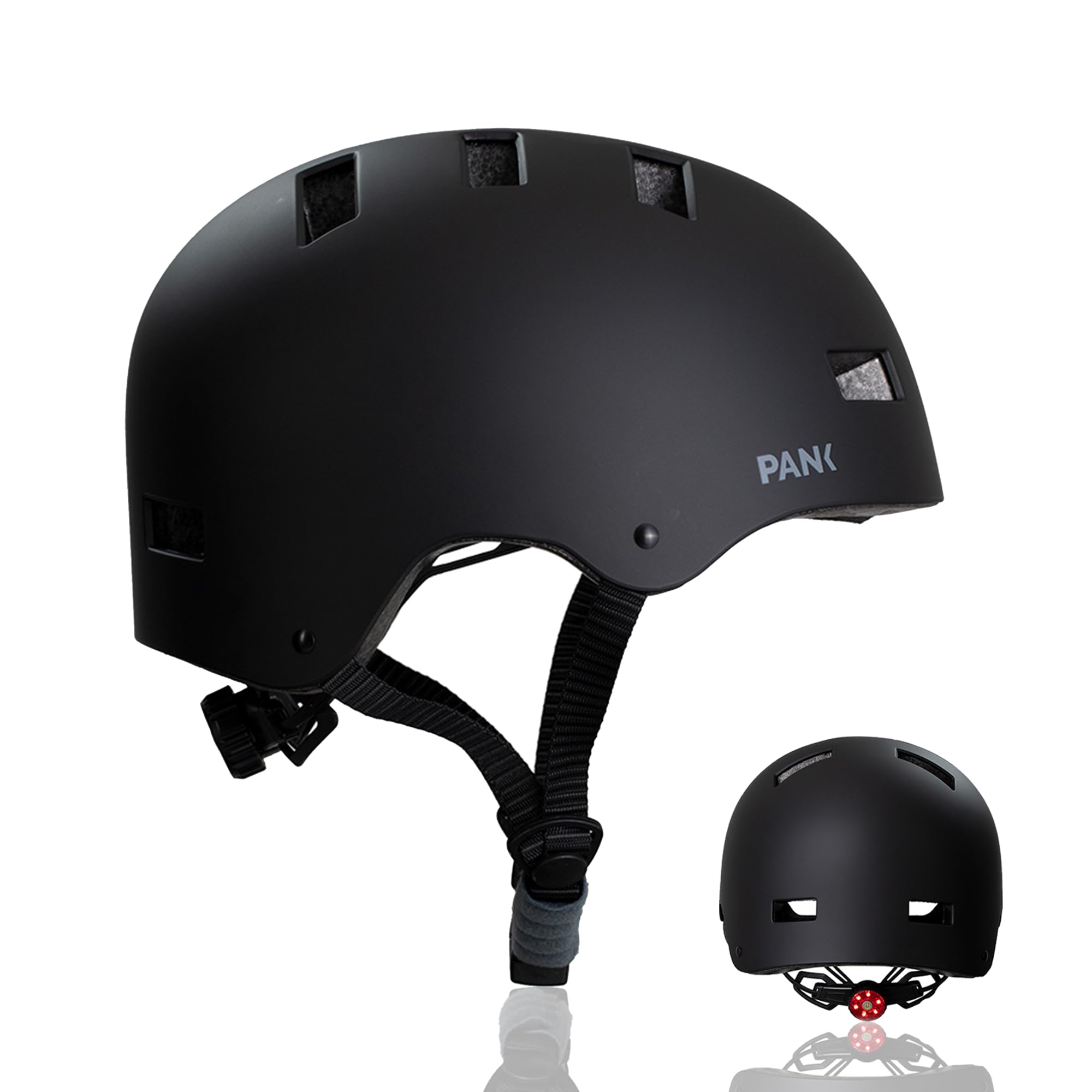 PANK urban bike helmet and electric scooter adult helmet, skate, bmx, roller, cycle helmet. Approved. Rear LED light. Men and women.…