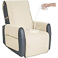 SOFTOWN Recliner Chair Cover Sofa Slipcover Non-Slip Chair Couch Cover Machine Washable Furniture Protector with Straps for Dogs(Ivory, 23inch Recliner)