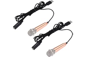 2 Pcs Mini Microphone, Mini Mic Tiny Microphone Phone Type C for Record Phone Voice, Gold