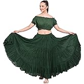 Wevez Women's Gypsy 25 Yard Solid Color Cotton Skirt