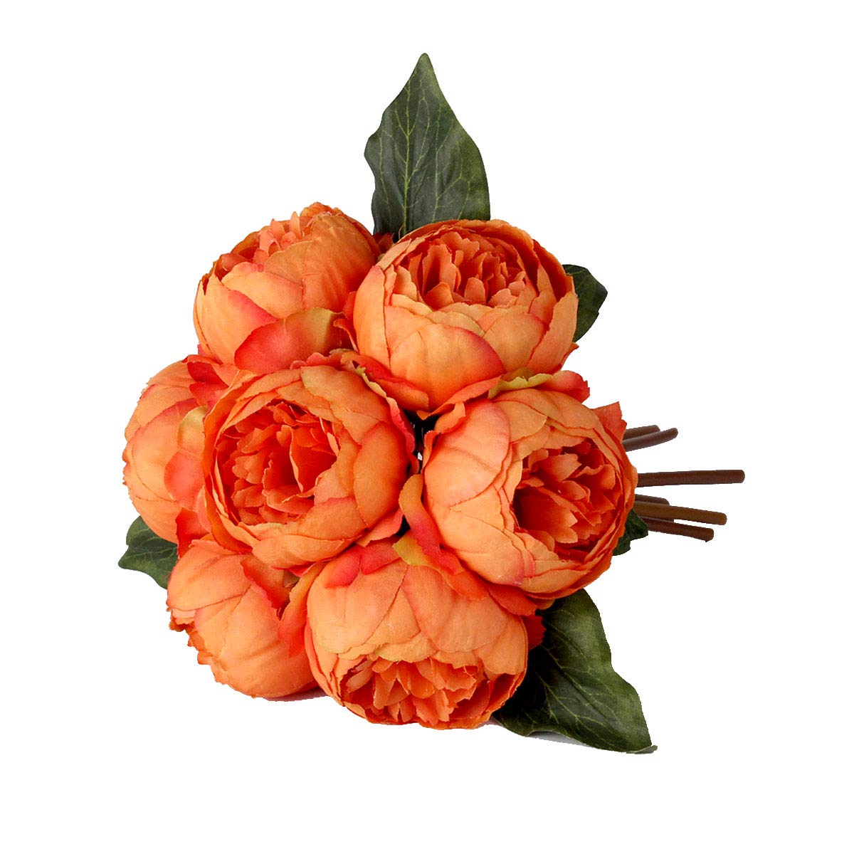 Photo 1 of Louiesya Artificial Fake Flowers Peony 7 Flower Heads Silk Flower Arrangements Wedding Bouquets Decorations Plastic Floral Table Centerpieces Home Kitchen Garden Party Décor (Orange)