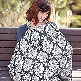 Nursing Cover, UHINOOS Lightweight Breathable 100% Cotton Breastfeeding Cover, Nursing Apron for Breastfeeding - Rigid Neckline, Full Coverage and Adjustable Strap
