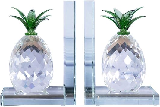 Amazon Co Jp ブックエンドブックエンドクリスタルガラスパイナップル研究家の装飾デスクフェイスブックファイル収納本ファン愛好家のギフト ホーム キッチン