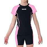 MIENOE Teen Girls' Swimsuit Two Piece Kid Swimsuit Girls Water Sport Shorts UPF 50+ Sun Protection Bathing Suits