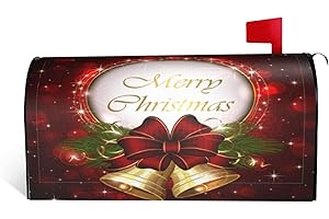 DADABULIU Mailbox Covers Red Christmas Bell Bow Snowflake Magnetic Letter Post Box Cover Standard Size 21 x 18 Inch Garden Yard Home Decorative