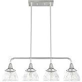 Hunter - Cypress Grove 4-Light Brushed Nickel, Large Chandelier, Dimmable, Transitional Style, Linear Shaped, for Bedrooms, K