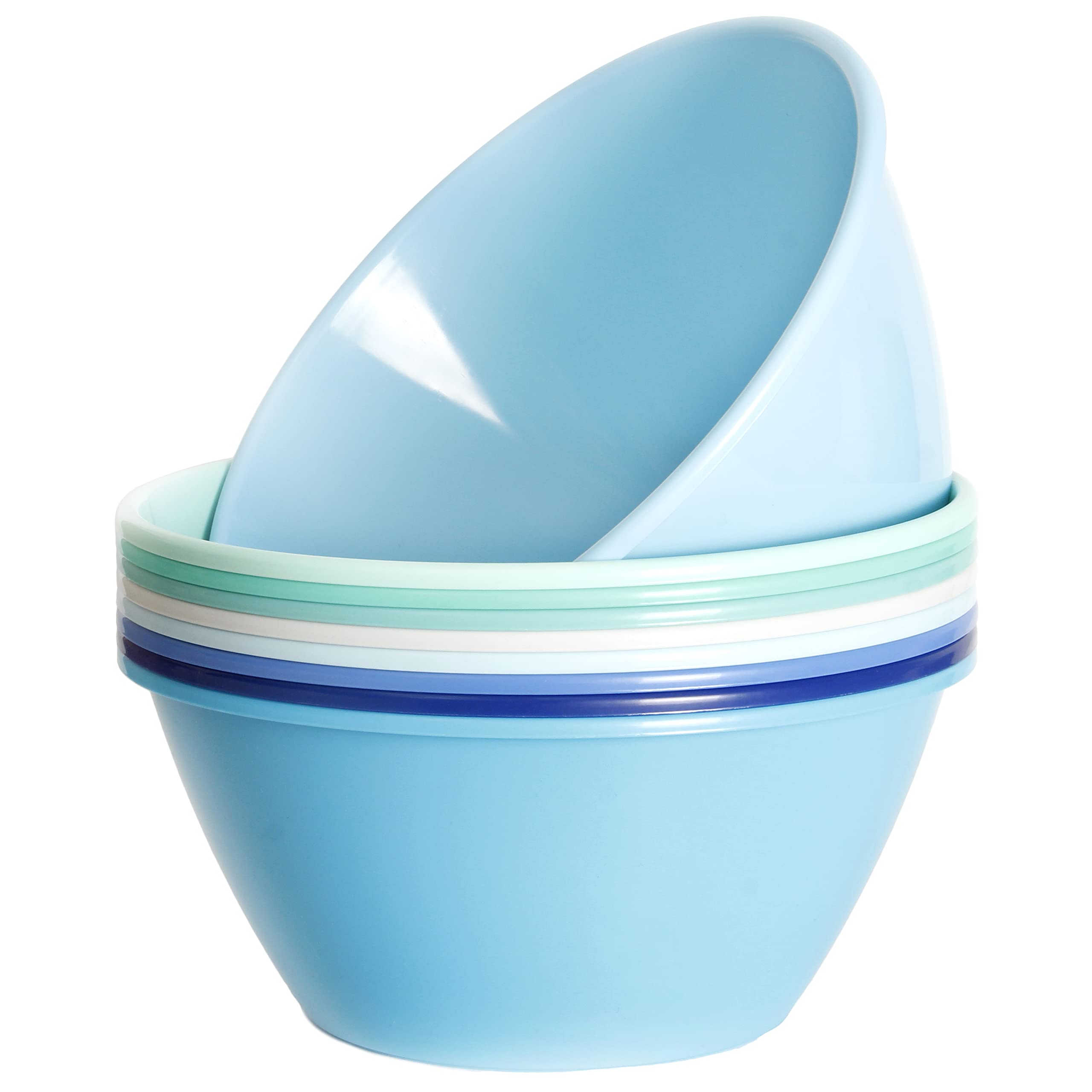 Youngever 9 Pack 3500ML Plastic Mixing and Serving Bowls, Re-usable Large Popcorn Bowls, Salad Bowls, Chip and Dip Serving Bowls, Set of 9 (Coastal)