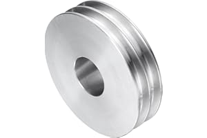 uxcell V-Type Pulley 25mm Bore 80mm Outer Dia Double Groove Aluminum Alloy for Motor Shaft Drilling Machine 6mm(1/4") PU Shap