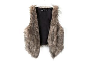 Dikoaina Fashion Women Faux Fur Waistcoat Short Vest Jacket Coat Sleeveless Outwear