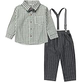 Dressy Daisy Toddler Baby Boys Formal Dress Outfit Gentleman Suit Set with Bow Tie Pants Suspenders for Wedding Shooting