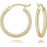 Tuogzzdq 14K Gold Earrings for Women 14K Gold Hoop Earrings for Women Dainty Hoop Earring for Womens Hoops Sleek Chic Womens Hoops Earring 12/14/16/18/20/25/30mm