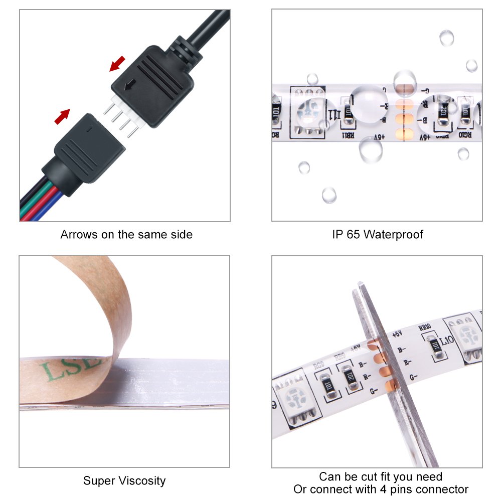 USB LED Strip Lights, Led Light Strip Sync to Music Led Lights with RF Remote Waterproof LED Strip Rope Lights USB Powered RGB LED Lights Flexible Color Changing Lights-7.5Ft/2.5M