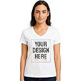 Personalized Women's V-Neck T-Shirt – Custom Image & Text, Design Your Own Front & Back Print, Customizable Tee Gift