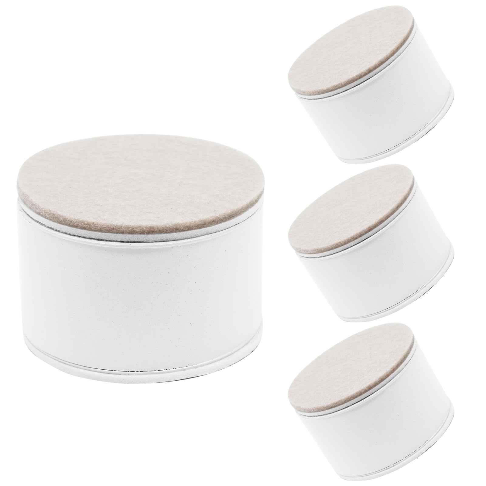 Photo 1 of Biaungdo 4 Pcs Self-Adhesive Furniture Risers, Round Furniture Bed Risers, Heavy Duty Carbon Steel Table Sofa Couch Chair Lift Risers with Felt Pad(Add 1.5" Height, White)