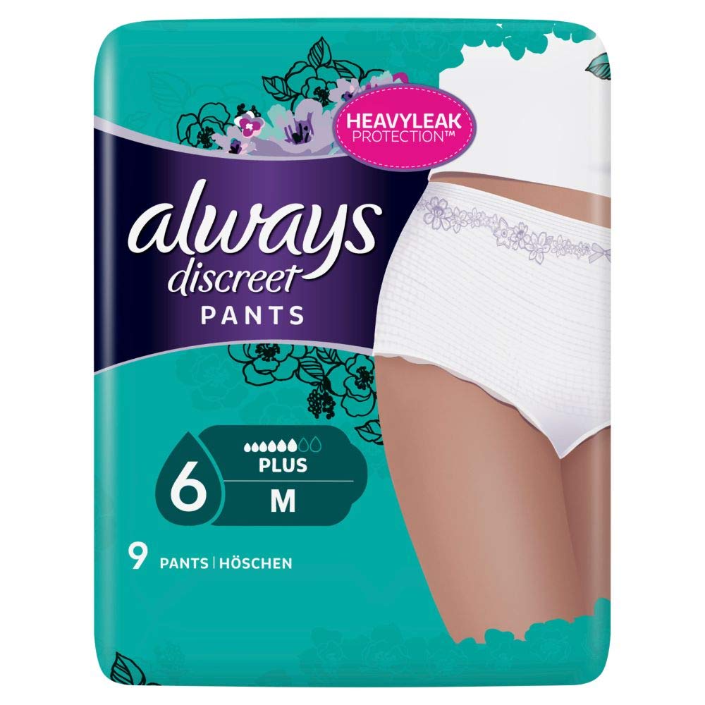 Always Discreet Incontinence Briefs Plus Size M, Single Pack (1 x 9 pcs)