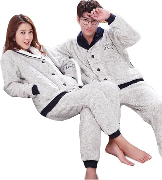 Amazon Godlovefull もこもこ パジャマ ペアルームウェア カップル ペア部屋着 寝巻き レディース メンズ プレゼント コットン 男女ペアセット 結婚祝い 結婚記念日 秋冬ルームウェア 寝間着 暖かいナイトウェア ギフト前開き 裏起毛 パジャマ ルームウェアセット 通販