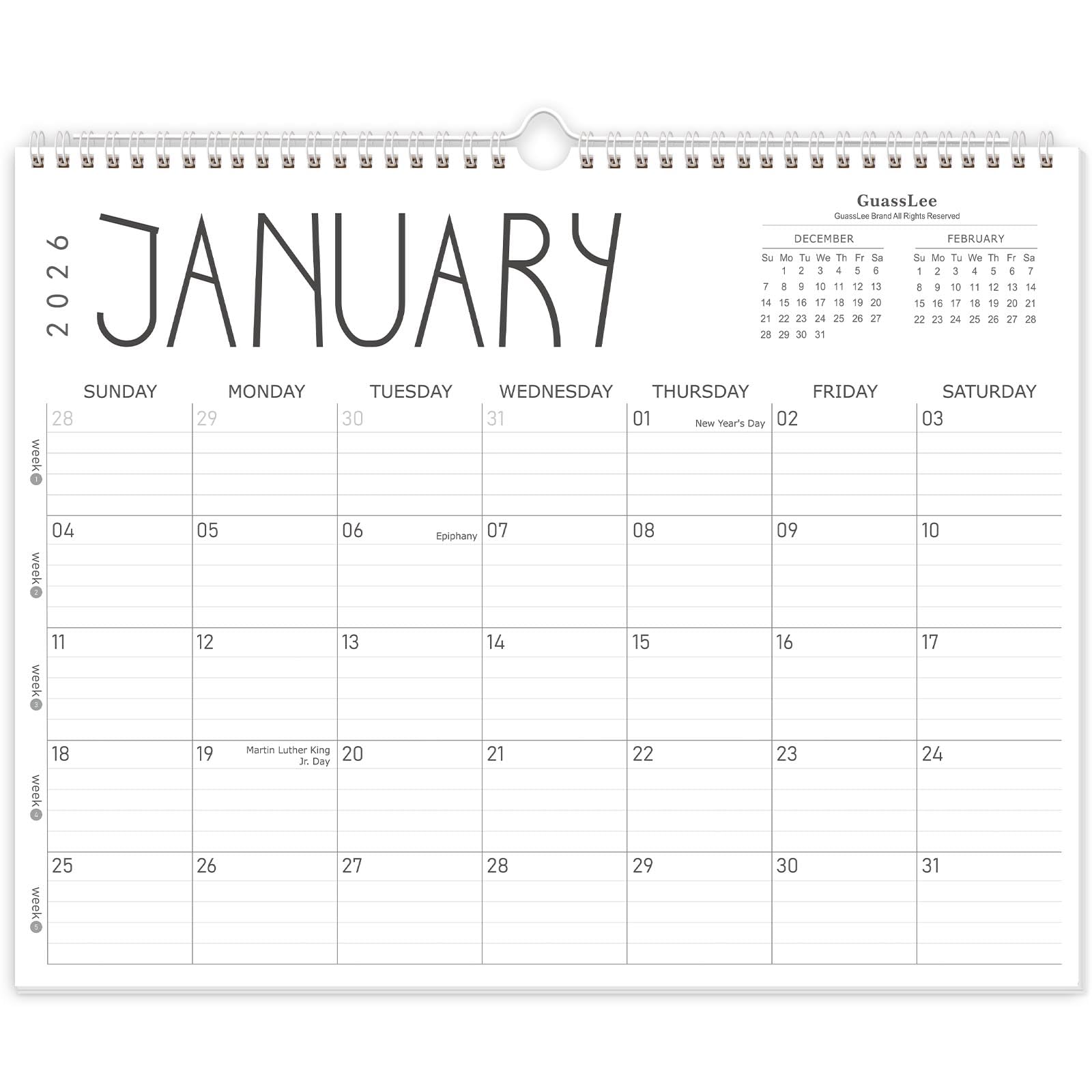 Photo 1 of GuassLee Wall Calendar 2026, 2026 Calendar Wall from Jan. 2026 to Dec 2026, 14" X 11" Paper Monthly Planner Wall Hanging Calendar with Thick Paper for Office Home Planning & Organizing