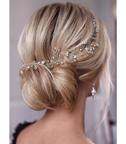 Amazon.com : fxmimior Bride Hair Accessories Crystal Long  display picture 3
