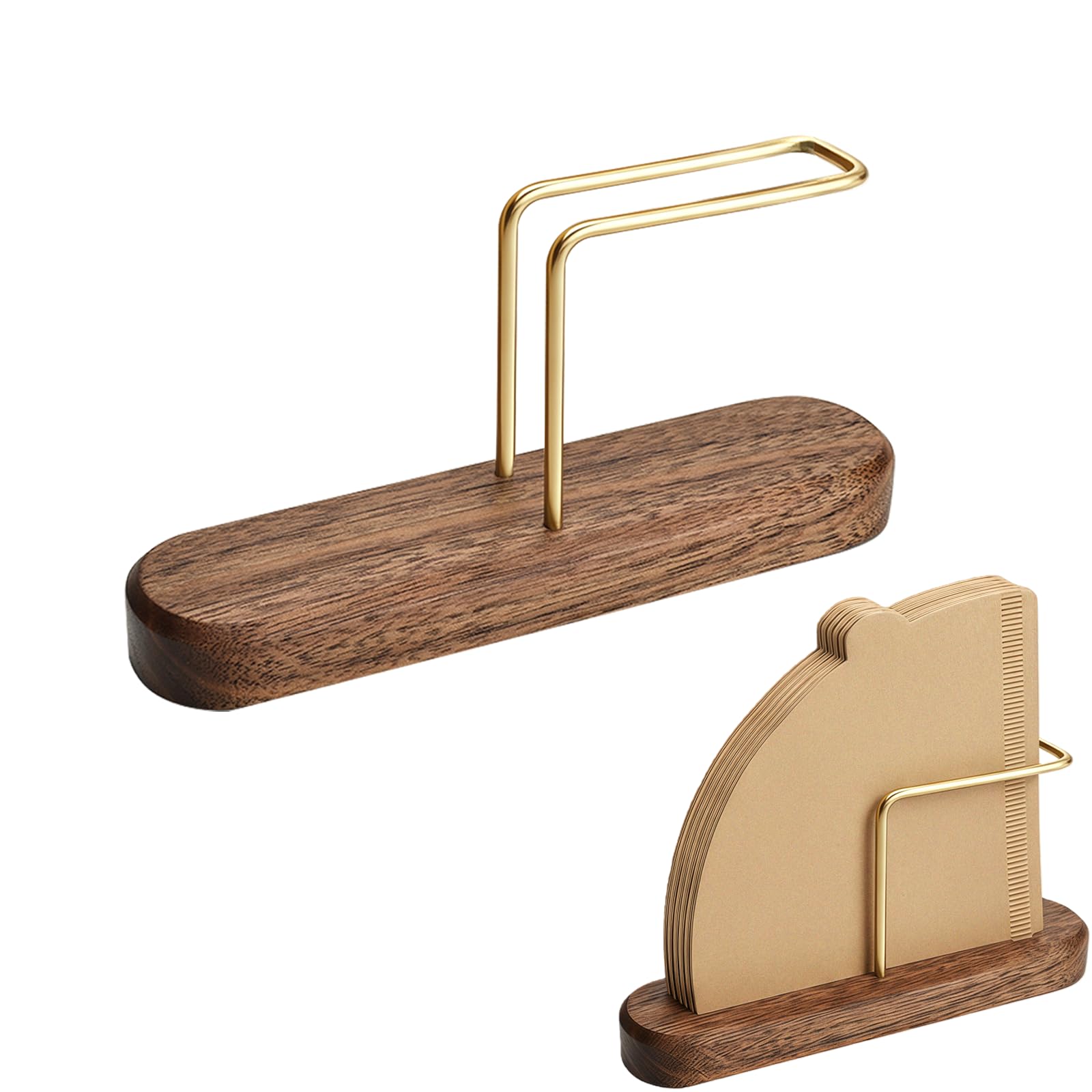 Primst Cone Coffee Filter Holder Stand, Walnut Filter Paper Container for Coffee Bar/Home/Office, Compatible with #1/#2/#4/V60