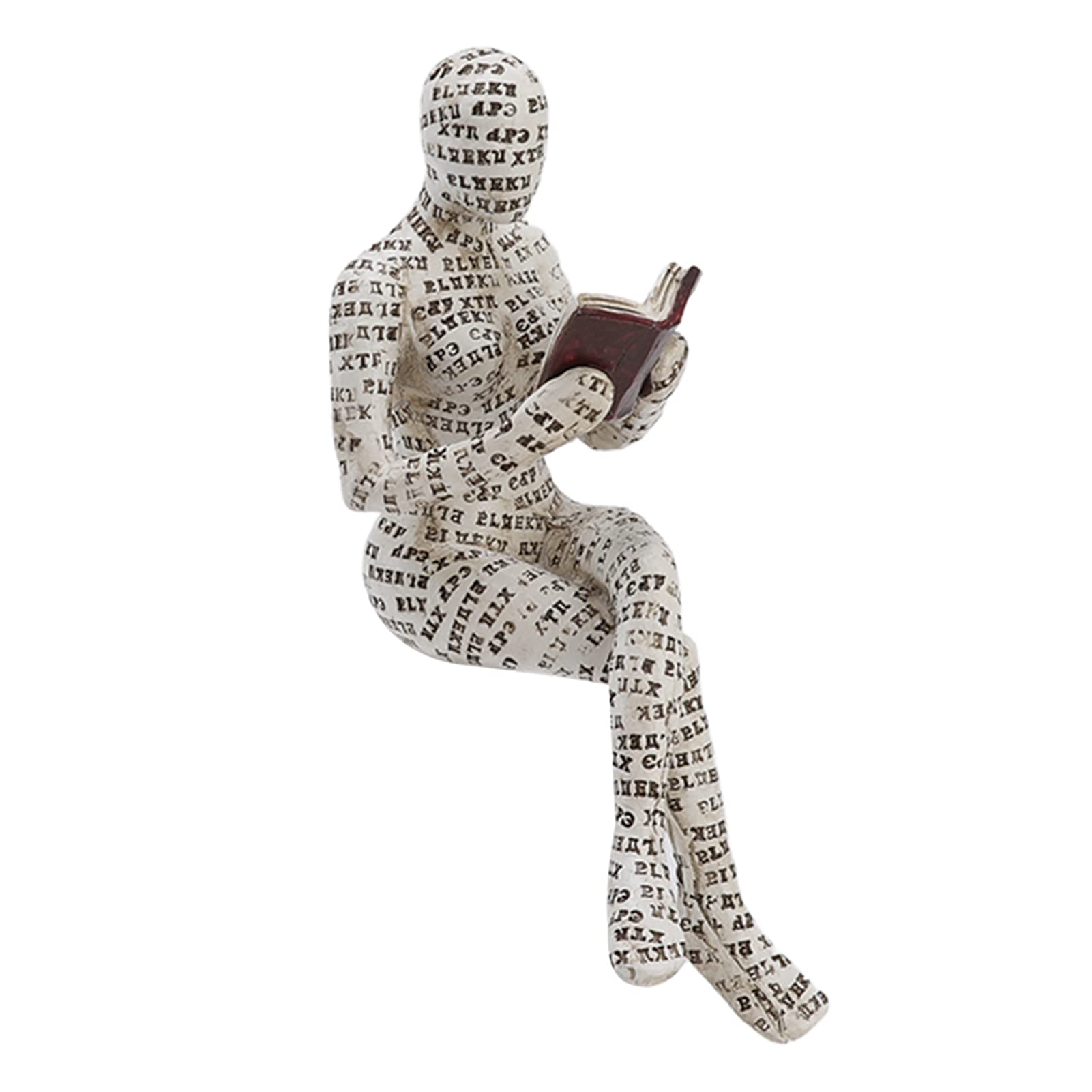 Jeanoko Resin Reading Woman Figurine Innovative Lady Reading Pulp Molding Lady Reading Ornaments Bookshelf Ornaments for Home Decoration(F)