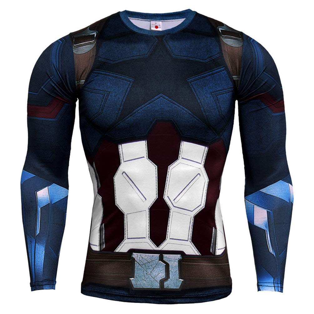 Men Long Sleeve Captain America Dri Fit 