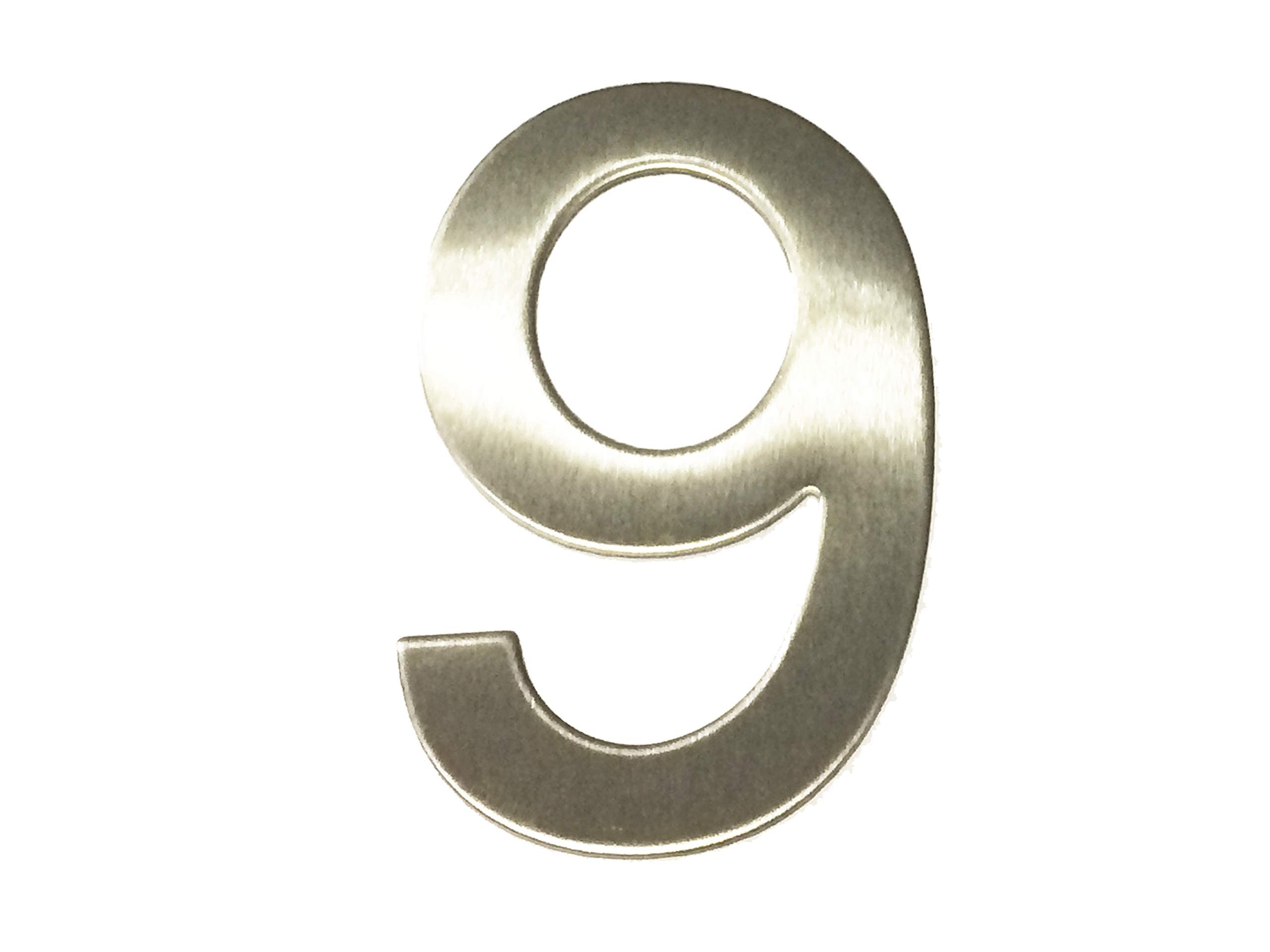 ASC Brushed Stainless Steel House Numbers Stick on 3M Adhesive 10cm Tall - 1 to 9999#(None)~(None)~9