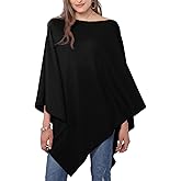 MissShorthair Versatile Women's Poncho Shawl Wrap Soft Lightweight Knitted Cape Scarf for Spring Summer Fall Winter
