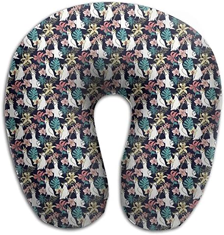 Cockatoo Tiger Floral Birds And Blooms Nature Birds Travel Pillow U Shaped Pillow Memory Foam Washable Cover For Travel,Home,Neck Pain,Airplane,Car,Bus Or Camping