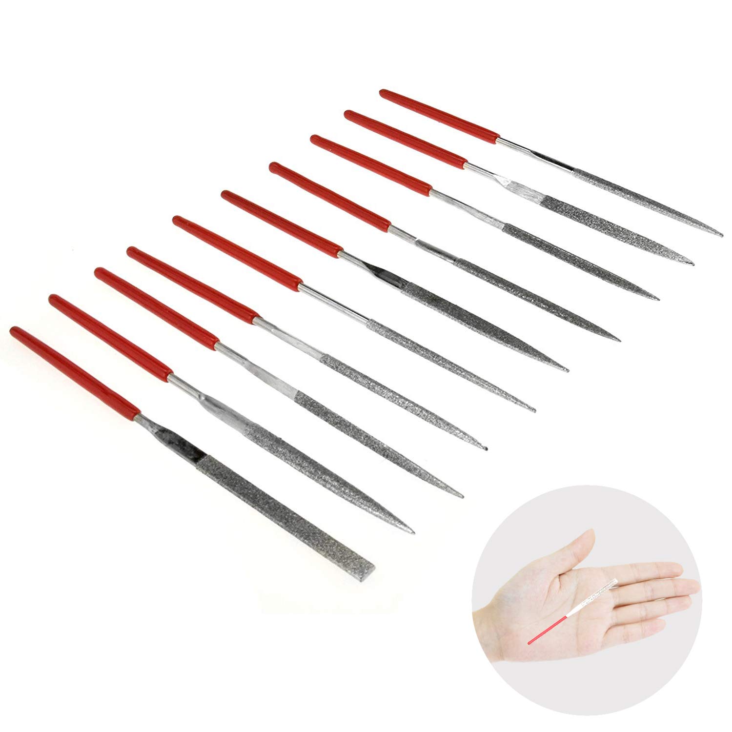 Kalim Mini Diamond Needle File Set (10pcs 150 Grit Precision Diamond File)