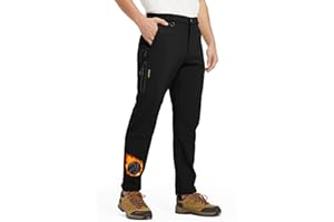 BGOWATU Men's Snow Ski Insulated Pant Waterproof Fleece Lined Winter Hiking Pants Warm Snowboard Pant with Zipper Pockets