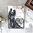 Lovers Couple Metal Die Cuts,Wedding Invitation Letter Heart Love Flower Leaf Cutting Dies Cut Stencils DIY Scrapbooking Decorative Embossing Paper Scrapbooking Card Making